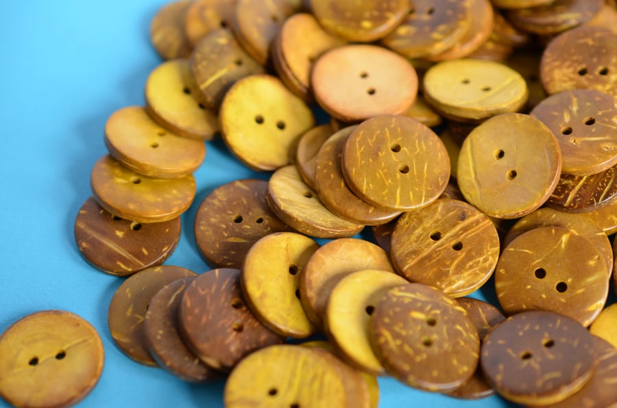 Bright and Bold Yellow Coconut Shell Buttons 6pk 20mm