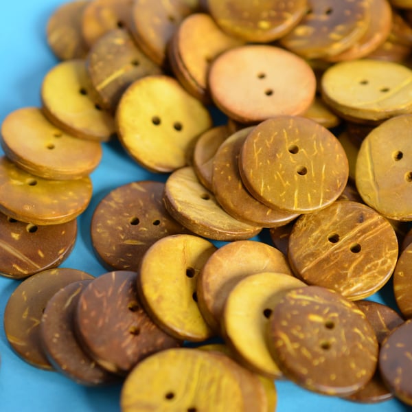 Bright and Bold Yellow Coconut Shell Buttons 6pk 20mm