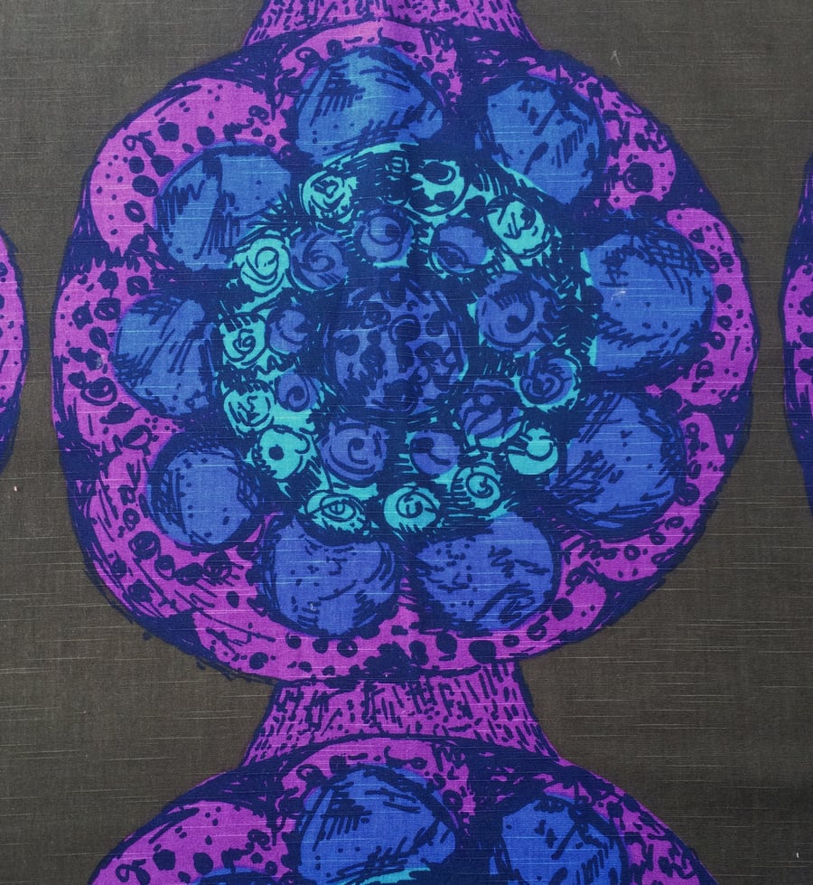 Groovy Purple Blue Saini Salonen SIPULI BORAS 60s 70s Vintage Fabric Lampshade