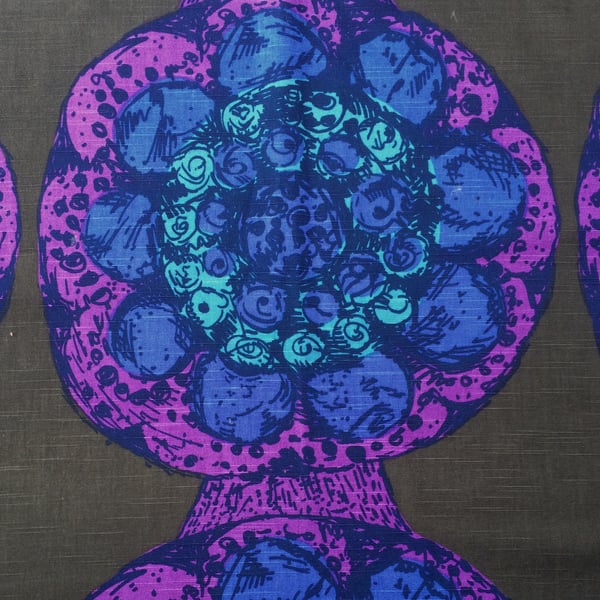 Groovy Purple Blue Saini Salonen SIPULI BORAS 60s 70s Vintage Fabric Lampshade