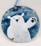 Fused Glass Polar Bear Decoration