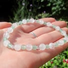 Angelic Rose Quartz and Green Aventurine beaded stretchy bracelet 