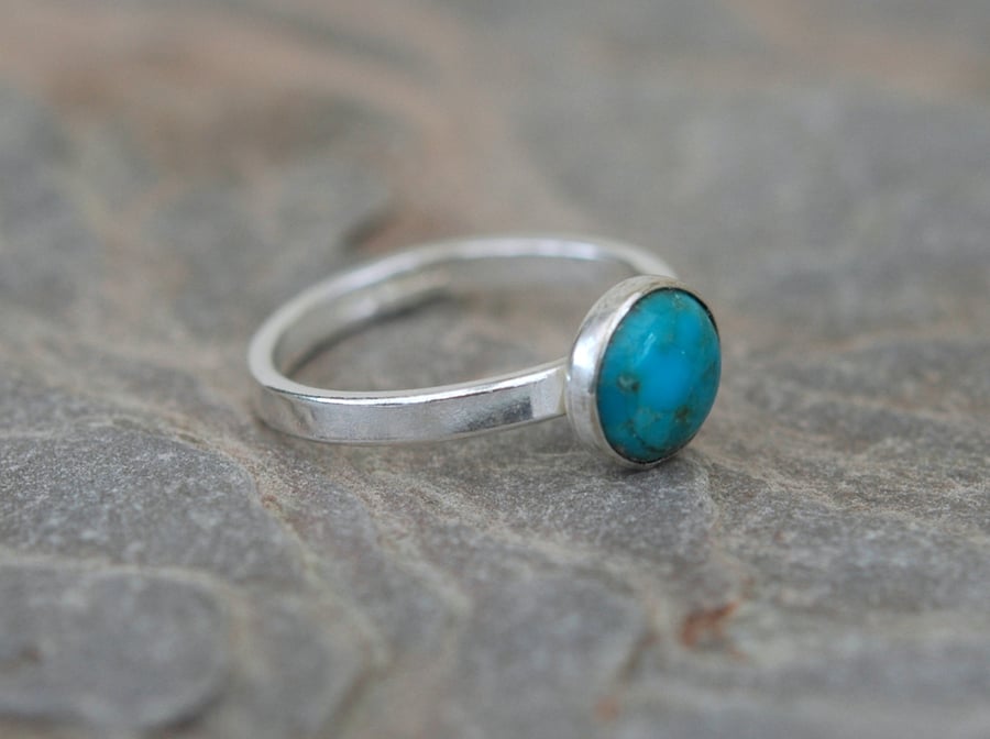Sterling Silver Ring with Turquoise, Hallmarked