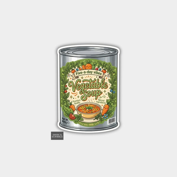 Grocery Food Tin Vinyl Sticker For Adults - Vegetable Soup