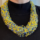 Handmade Air Necklace with blue and yellow Beads