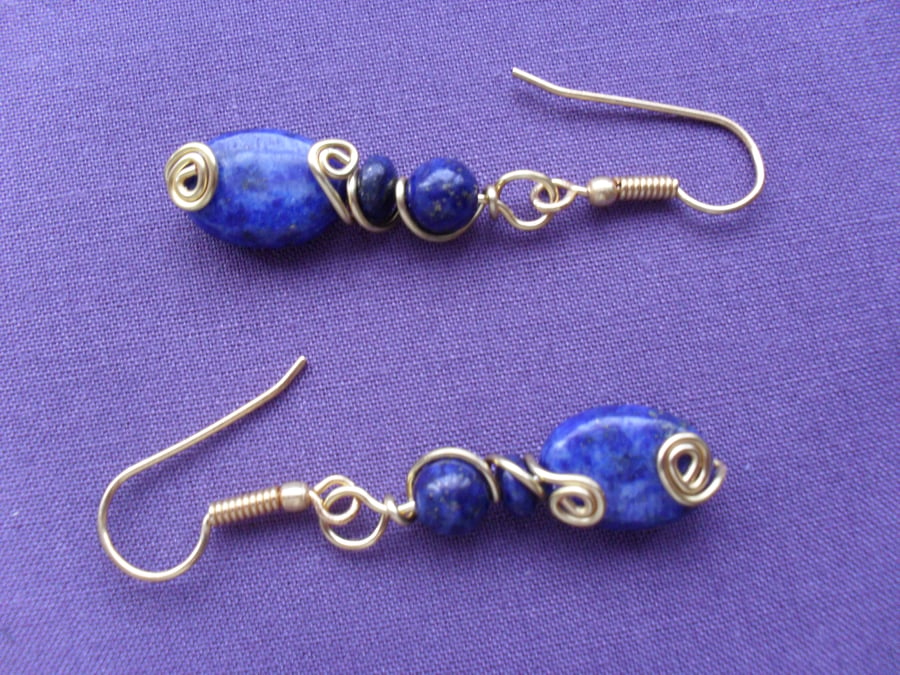 Lapis Lazuli Earrings Blue Gemstone