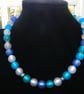 Necklace of Polaris matt beads in tones of blue and green - Image 2