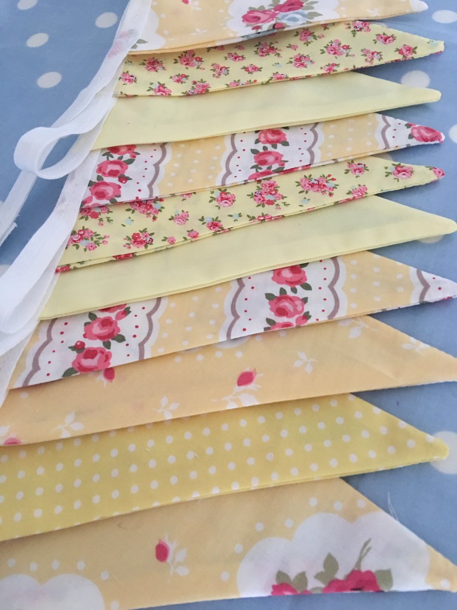 10 ft yellow cotton fabric bunting ,banner,wedding,event
