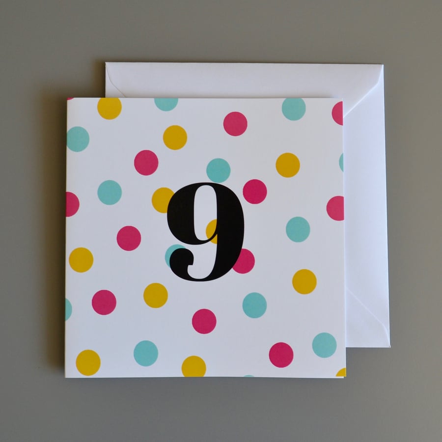 9th Birthday Card for Girl, Age Nine, Ninth Birthday Card