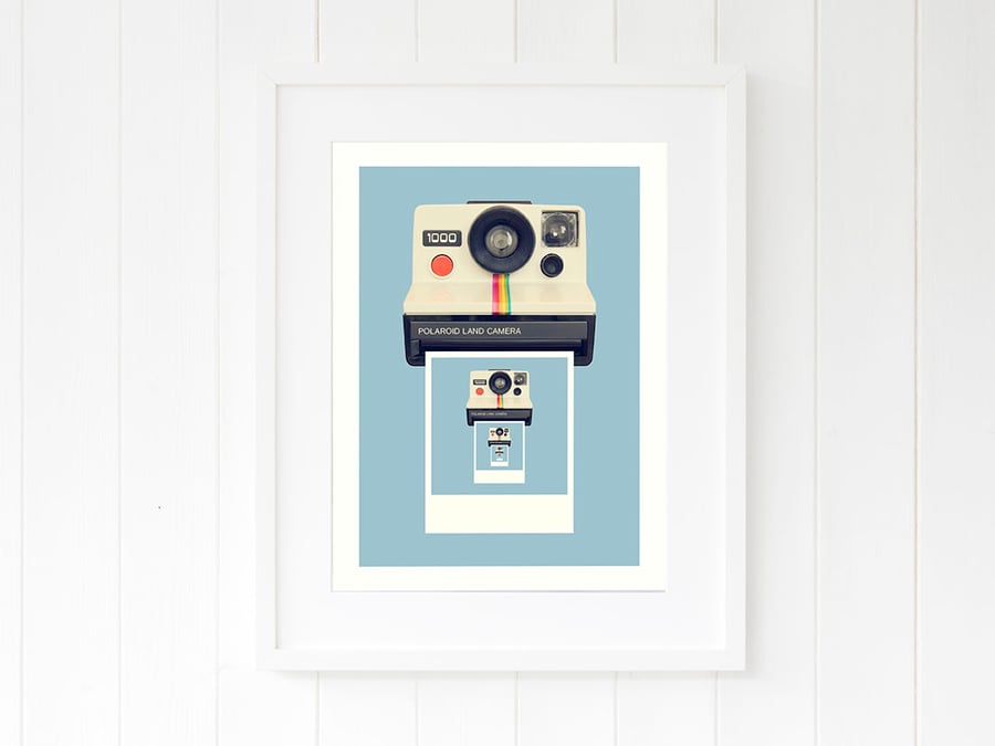 Blue print - Retro camera art gift for son - Gift for nephew - Gift for brother