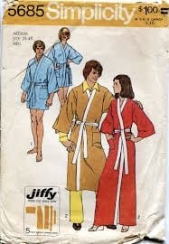 Vintage SIMPLICITY 5685 Sewing Pattern: Men’s Kimono Robe, Large 42-44”