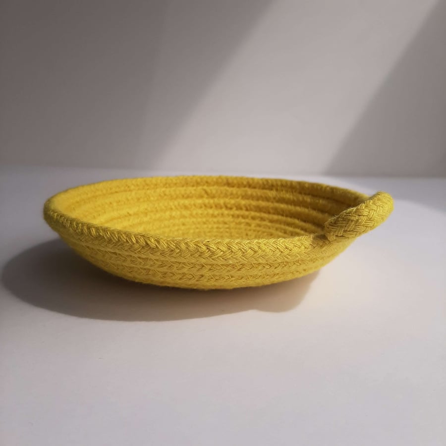 Bright Yellow Coiled Rope Trinket Dish