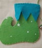 Handmade Elf Boot Hanging Green and Blue