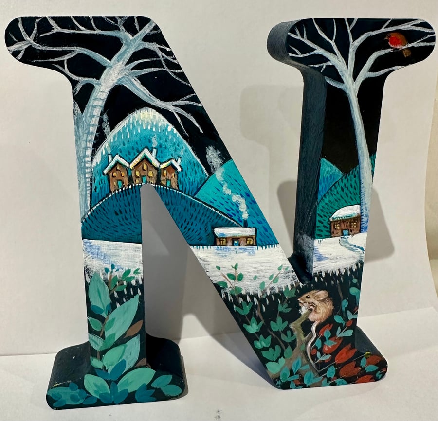 Hand Painted Letter N