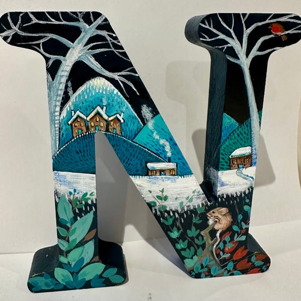 Hand Painted Letter N