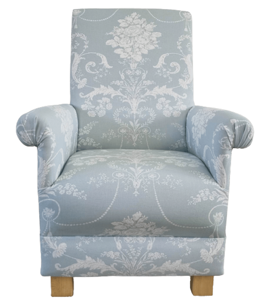 Laura Ashley Josette Duck Egg Fabric Adult Chair Armchair Small Accent Nursery