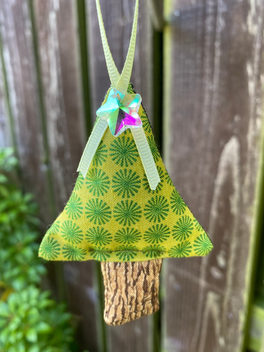 Hanging Christmas Tree with Glass iridescent Star