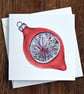 Retro Red Bauble Blank Christmas Card - Image 3