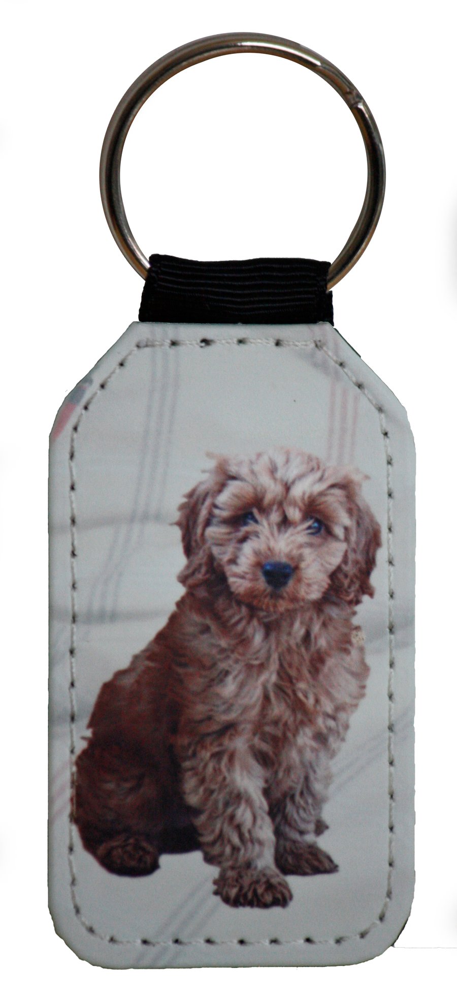 Red Cockapoo simulated leather Key Ring a great Dog lovers gift.