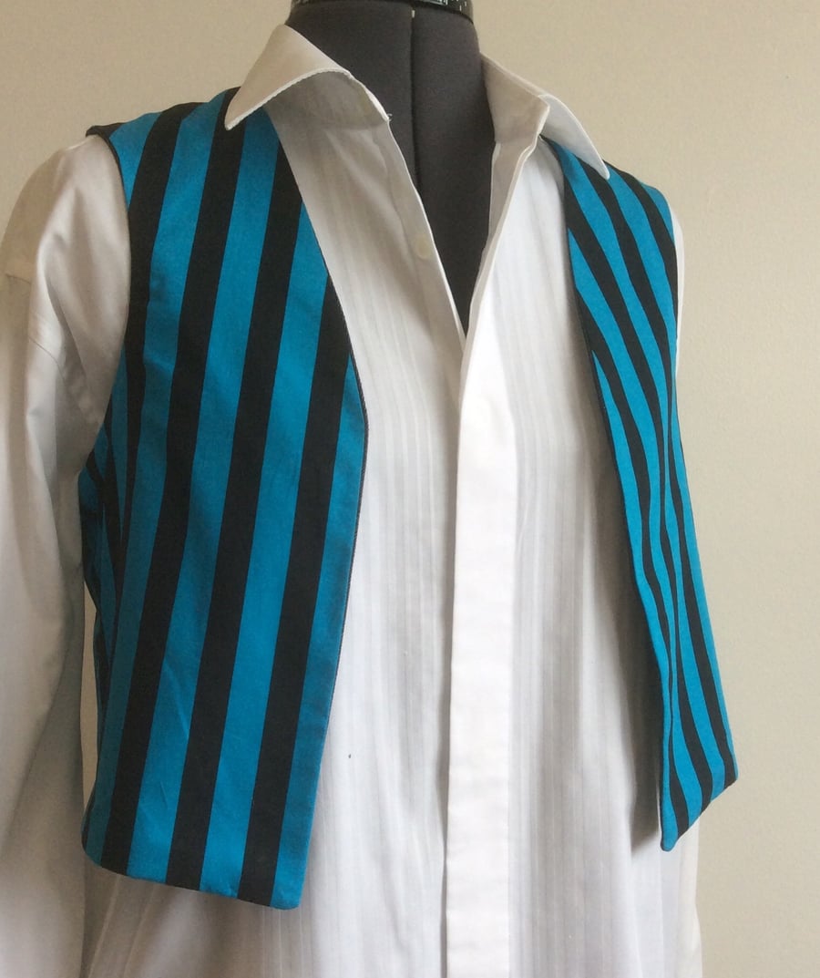  Reversible Sleeveless Jacket, waistcoat, black, turquoise 