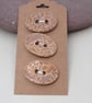 3 Medium Oval Light Sand Leaf Pattern Handmade Ceramic Buttons - Image 3