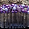 Deep purple and pearl hair comb