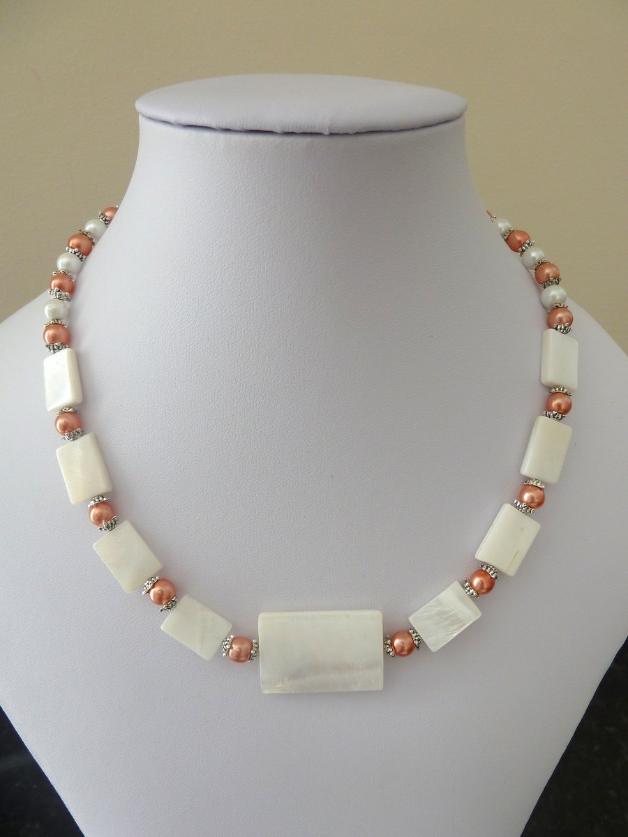peach and ivory shell necklace