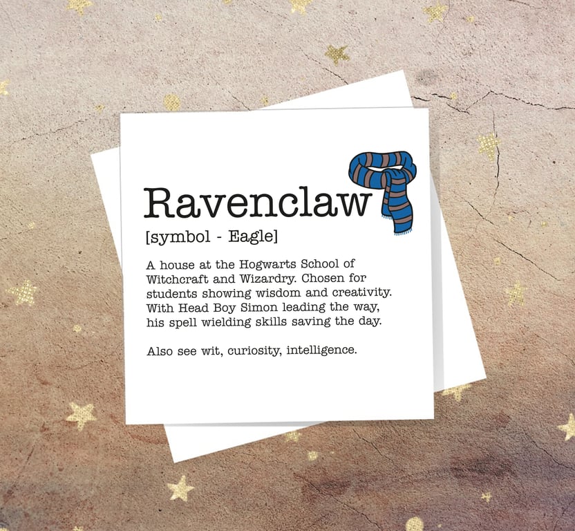 Ravenclaw definition card - Harry Potter, Hogwarts, free postage, blank inside