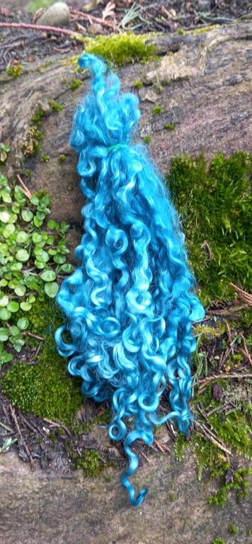 10g Turquoise hand dyed Wensleydale fleece