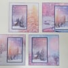 Boxed Set of 4 Winter Note Cards - Snowy Forest