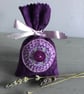 Hand Embroidered Purple Button Lavender Bag - Image 1