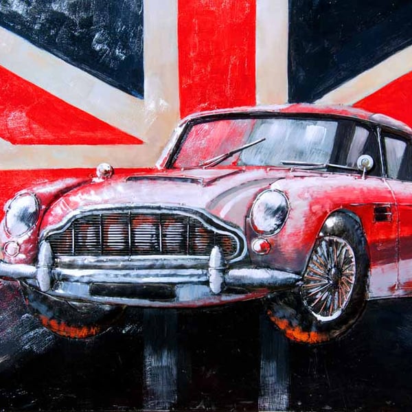 Aston Martin DB5 Sports Car Union Jack Photograph Print