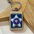 Star shield fused glass keyring 