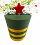 Pack of four stripy Christmas tree pots, fused glass display stands, 4mm slot - Image 2