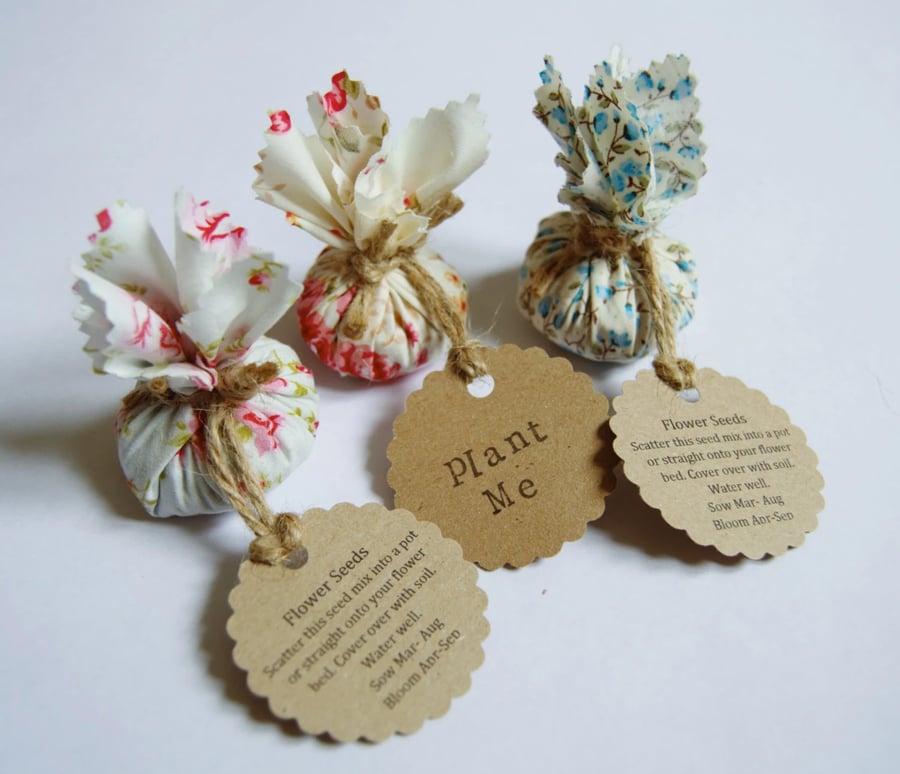 Set of 10 Wildflower Seed Wedding Party Favours with Personalised Tag