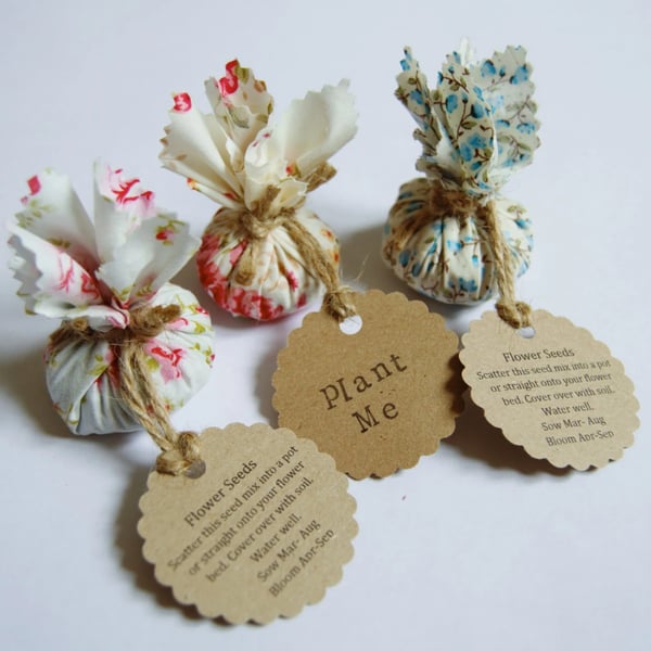 Set of 10 Wildflower Seed Wedding Party Favours with Personalised Tag