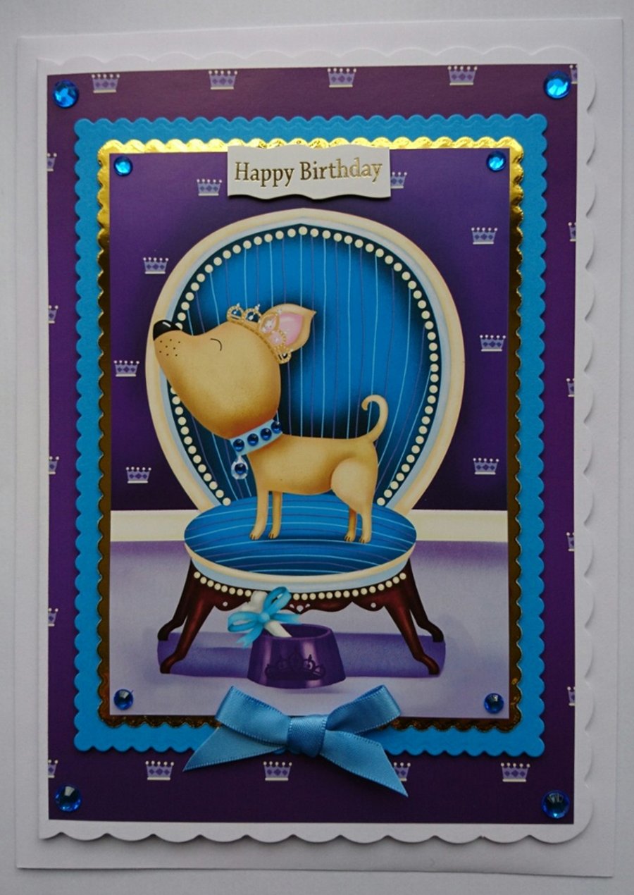Dog Birthday King Prince Dog Crown Collar Chair 3D Luxury Handmade