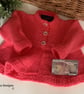 Designer Baby Girl's Hand Knitted Orange Cardigan 6-12 Months  - Image 1