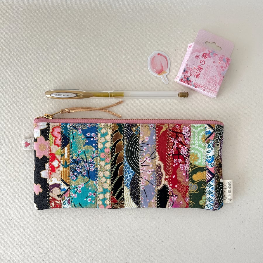 Pencil Case Japanese Floral Fabric Patchwork 
