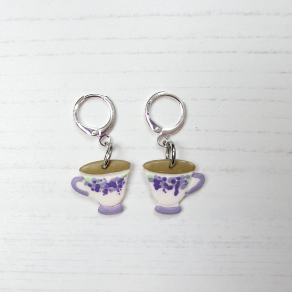Bridgerton inspired Wisteria Teacup earrings