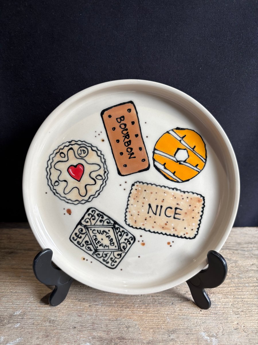 Biscuit Selection Plate - wheel thrown, hand painted and glazed stoneware