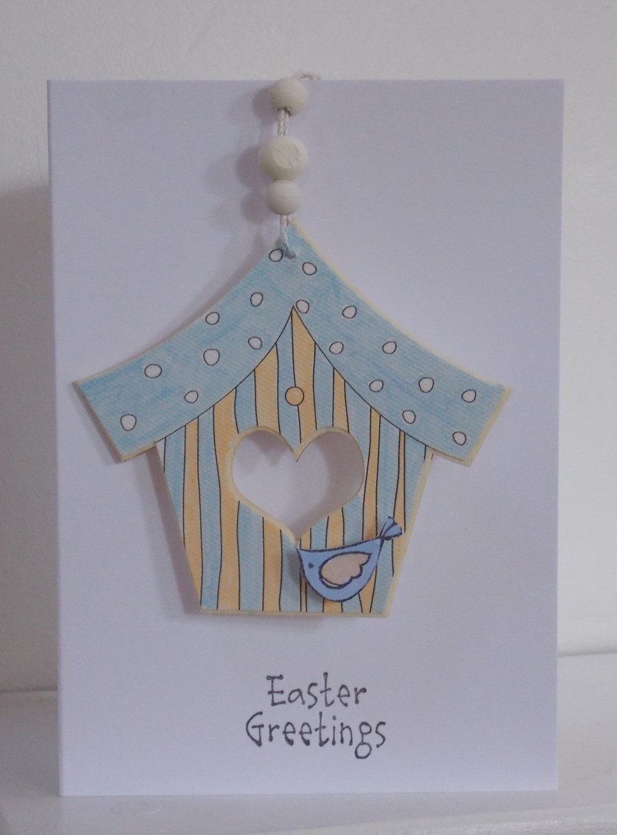 Easter Card with Birdhouse Hanging Decoration