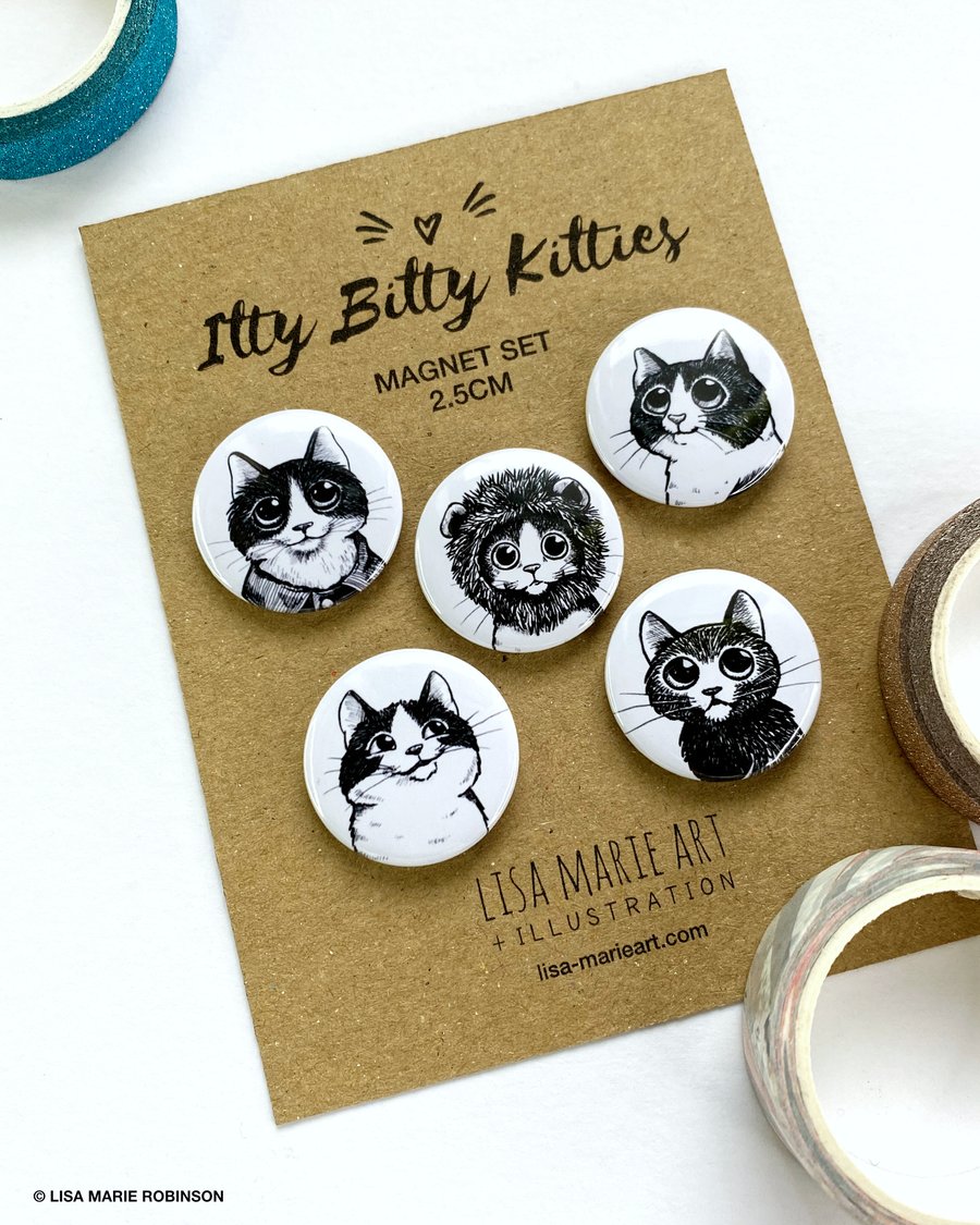 Cats - Set of 5 Mini Fridge Magnets