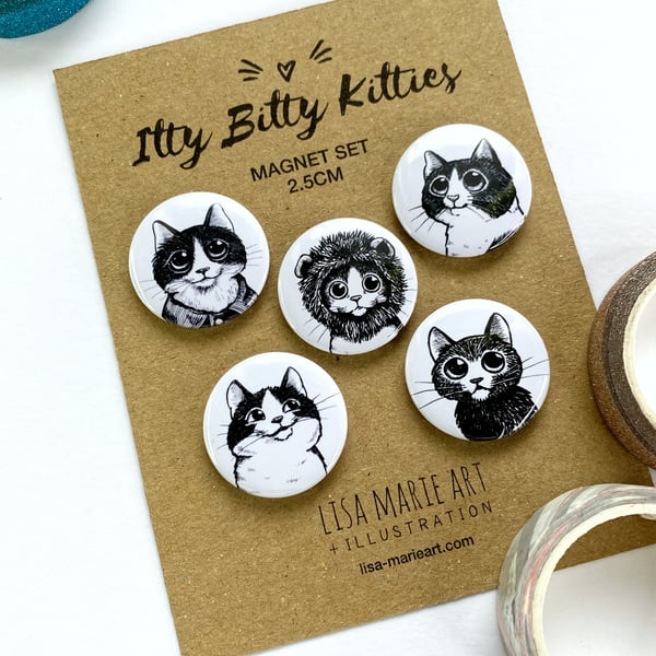 Cats - Set of 5 Mini Fridge Magnets