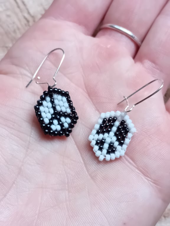 Peace symbol beaded earrings pair