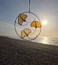 Handmade Stained Glass Amber Autumn Ginkgo Leaf Wall Hanging Gift - Image 5