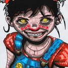 VLT OVERSIZED SKETCH CARDS SIGNED BACK 4 X 6 INCH X 2 ACID EDITIONS HAND DRAWN