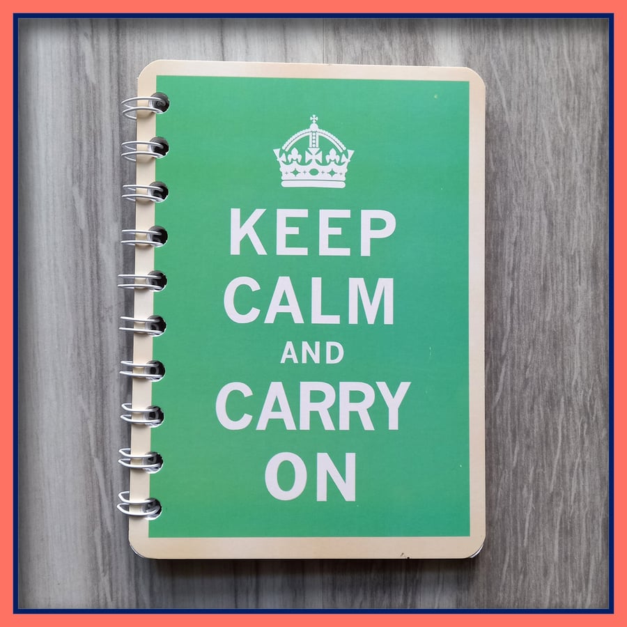 Keep Calm and Carry On poster spiral bound Notebook Grass Green