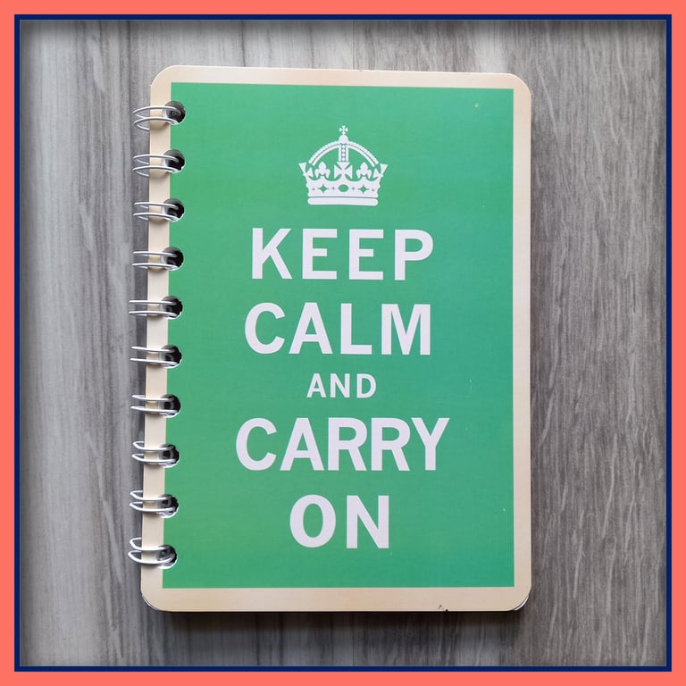Keep Calm and Carry On poster spiral bound Notebook Grass Green