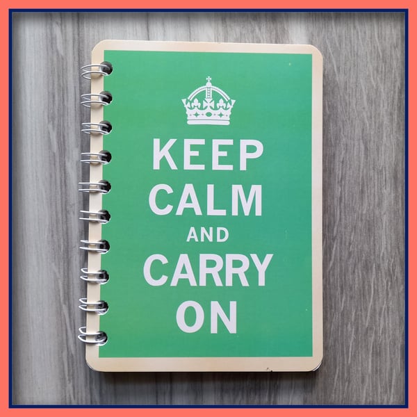 Keep Calm and Carry On poster spiral bound Notebook Grass Green